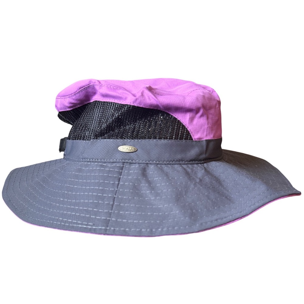 Scala Women Trail Hat Purple Grey Mesh Sides Wide Brim UPF 50+ Packable LC833